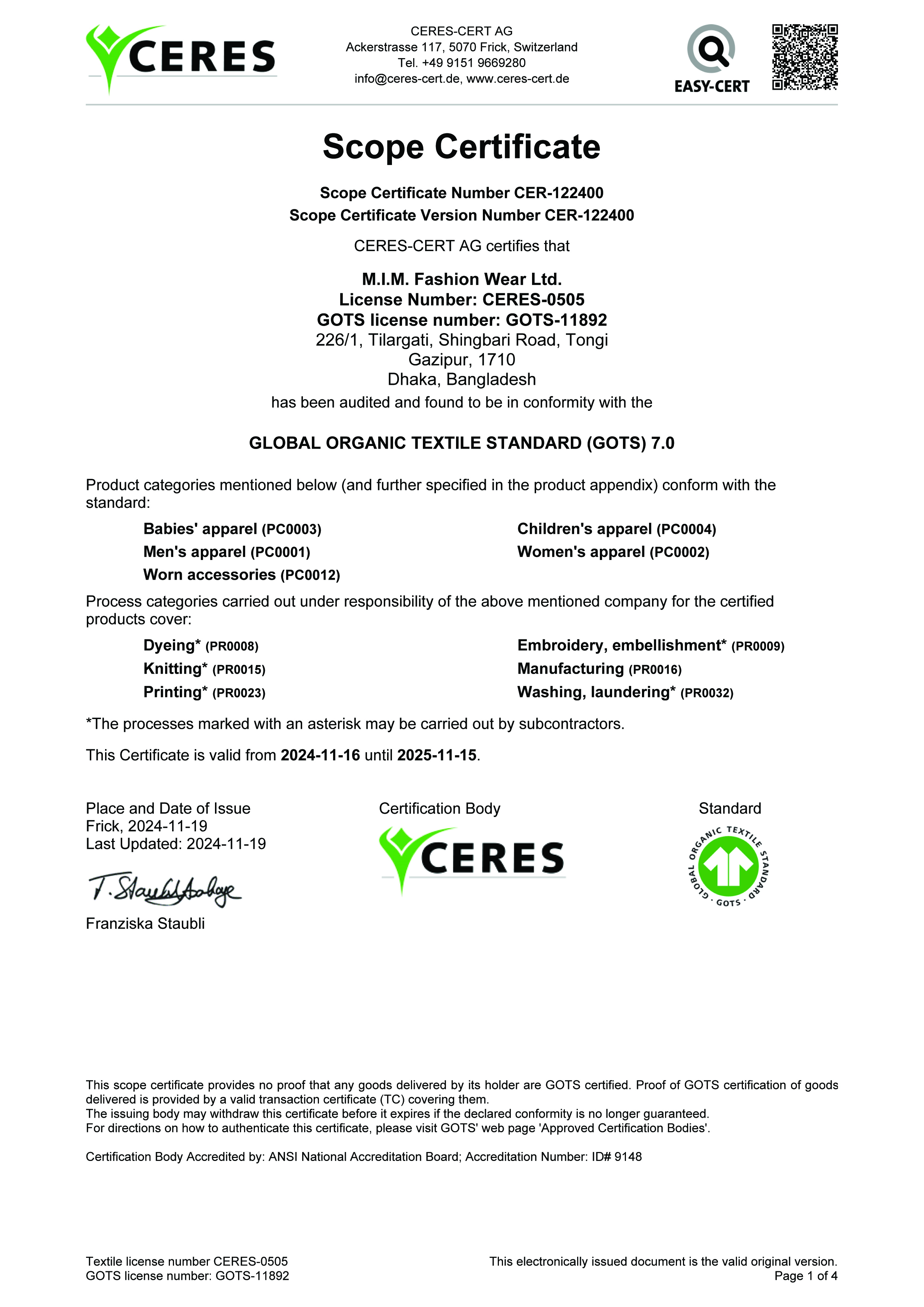 certificate